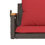 vidaXL Hojdacia lavica s vankúšmi hnedá 63x62x40 cm polyratan – Obrázok 8
