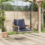 vidaXL Hojdacia lavica s vankúšmi sivá 63x62x40 cm polyratan – Obrázok 3