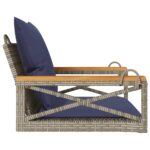 vidaXL Hojdacia lavica s vankúšmi sivá 63x62x40 cm polyratan – Obrázok 5