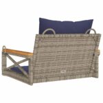 vidaXL Hojdacia lavica s vankúšmi sivá 63x62x40 cm polyratan – Obrázok 6