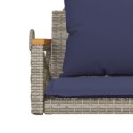 vidaXL Hojdacia lavica s vankúšmi sivá 63x62x40 cm polyratan – Obrázok 8