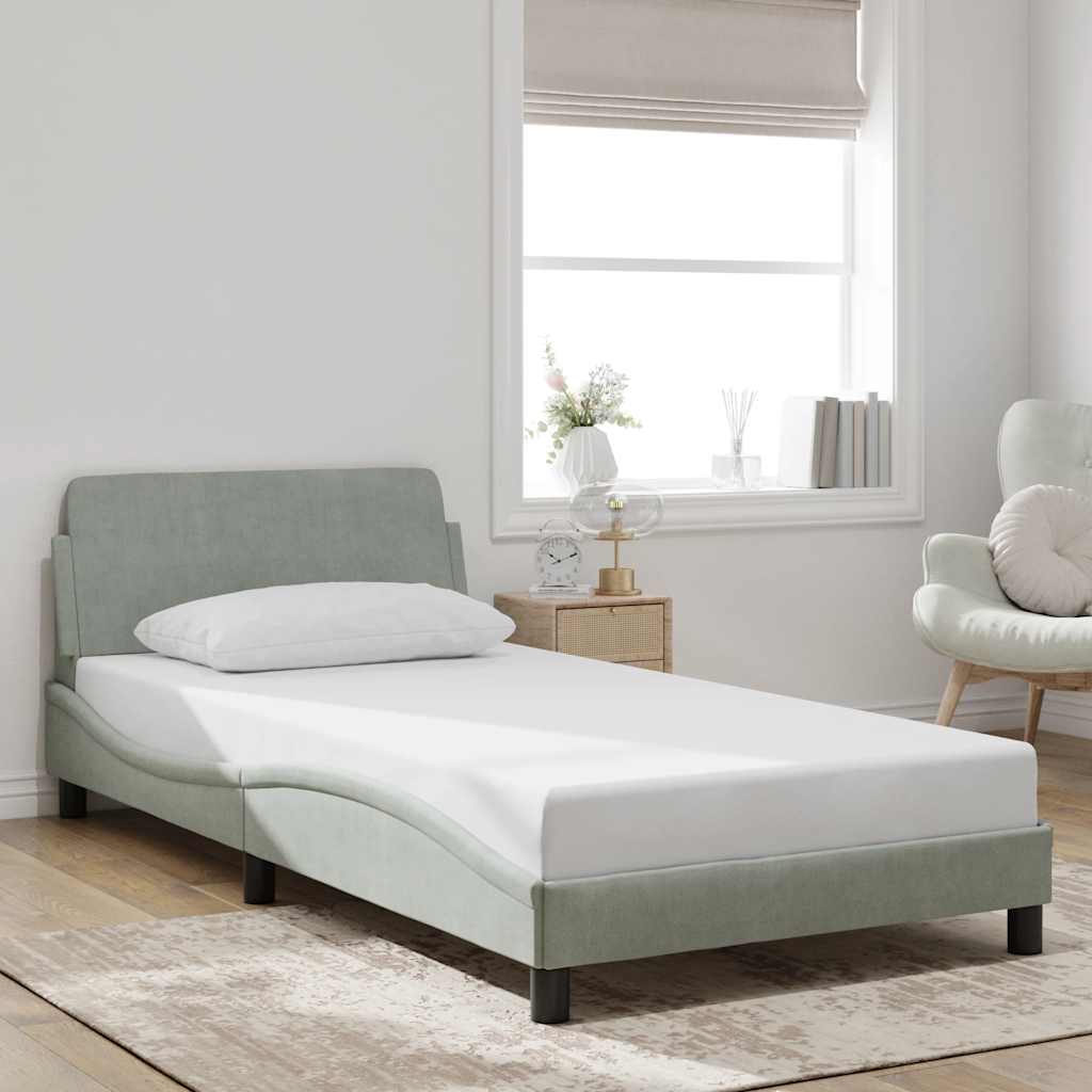 373267_1.jpg vidaXL Rám postele Dover bledosivý 100x190 cm zamat – Obrázok 1