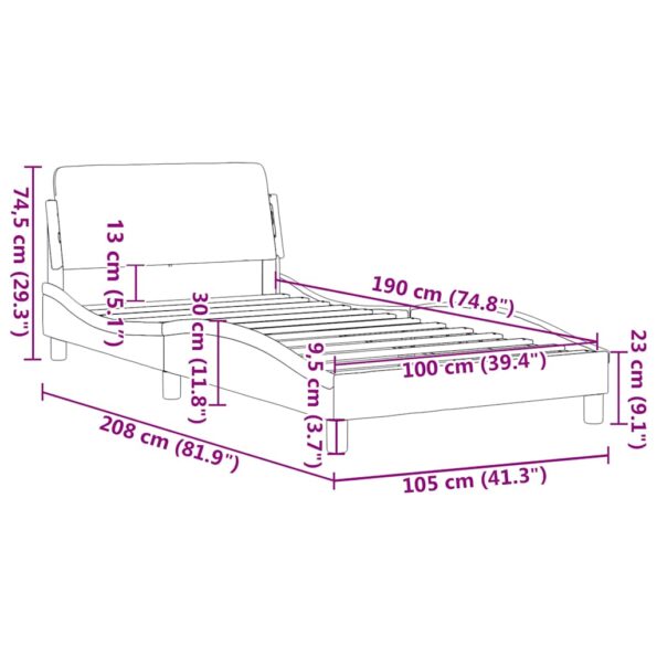 vidaXL Rám postele Dover čierny 100x190 cm umelá koža – Obrázok 9