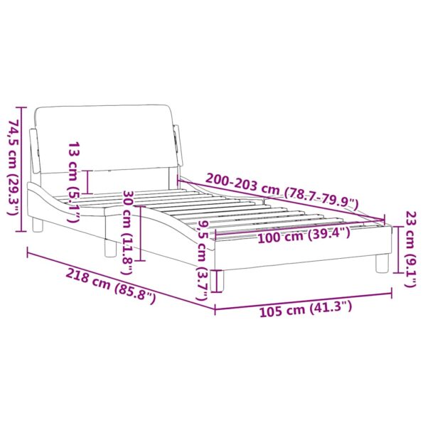 vidaXL Rám postele Dover tmavosivý 100x203 cm látka – Obrázok 9