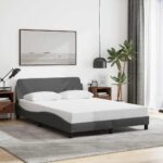 vidaXL Rám postele Dover tmavosivý 137x190 cm látka