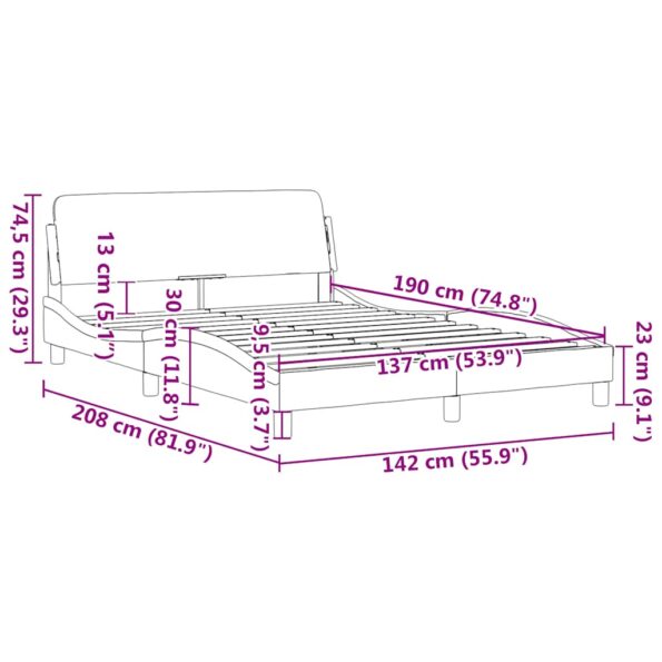 vidaXL Rám postele Dover tmavosivý 137x190 cm látka – Obrázok 9