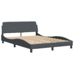 vidaXL Rám postele Dover tmavosivý 137x190 cm zamat – Obrázok 3