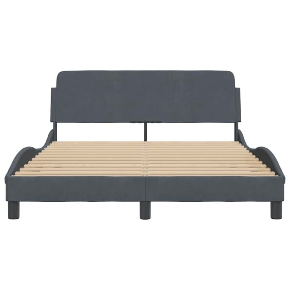 vidaXL Rám postele Dover tmavosivý 137x190 cm zamat – Obrázok 4