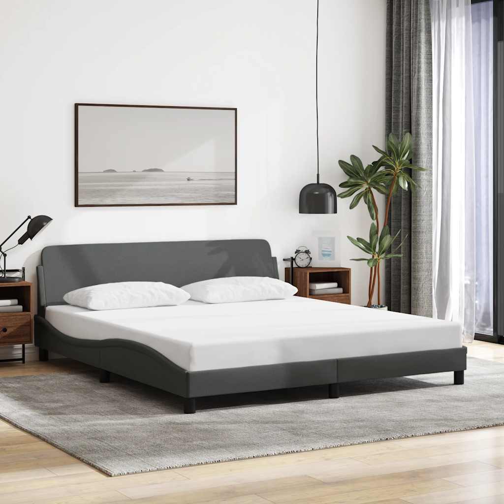 373289_1.jpg vidaXL Rám postele Dover tmavosivý 152x203 cm látka – Obrázok 1