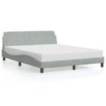 vidaXL Rám postele Dover bledosivý 152x203 cm zamat – Obrázok 2