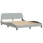 vidaXL Rám postele Dover bledosivý 152x203 cm zamat – Obrázok 3