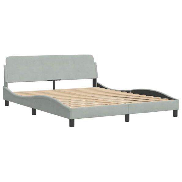vidaXL Rám postele Dover bledosivý 152x203 cm zamat – Obrázok 3