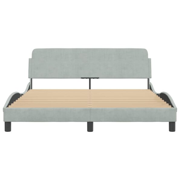 vidaXL Rám postele Dover bledosivý 152x203 cm zamat – Obrázok 4