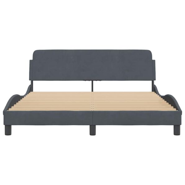 vidaXL Rám postele Dover tmavosivý 152x203 cm zamat – Obrázok 4