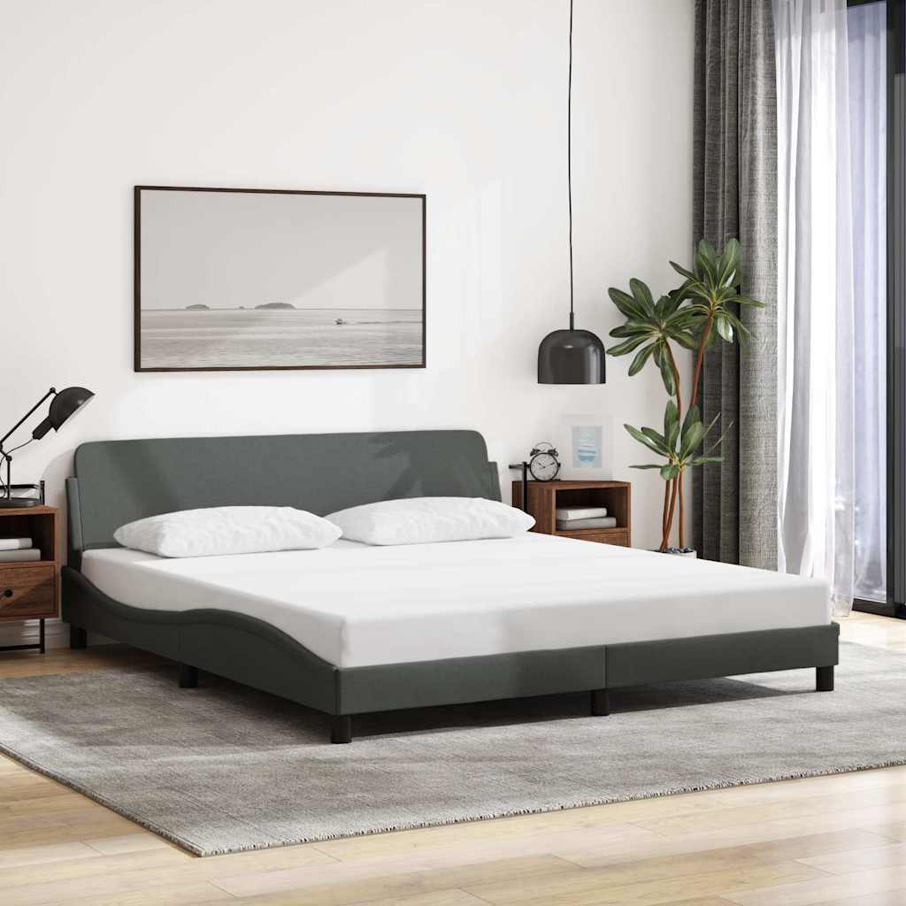 373305_1.jpg vidaXL Rám postele Dover tmavosivý 183x213 cm látka – Obrázok 1