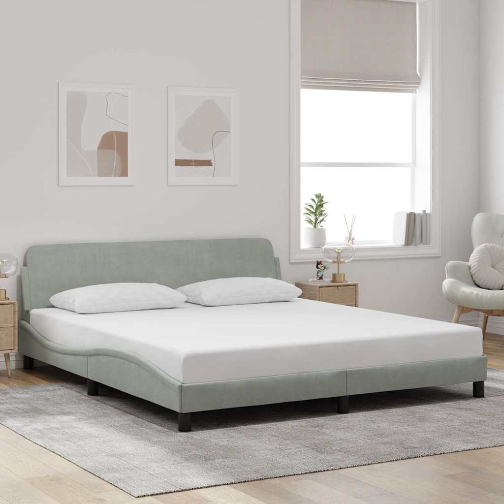 373306_1.jpg vidaXL Rám postele Dover bledosivý 183x213 cm zamat – Obrázok 1