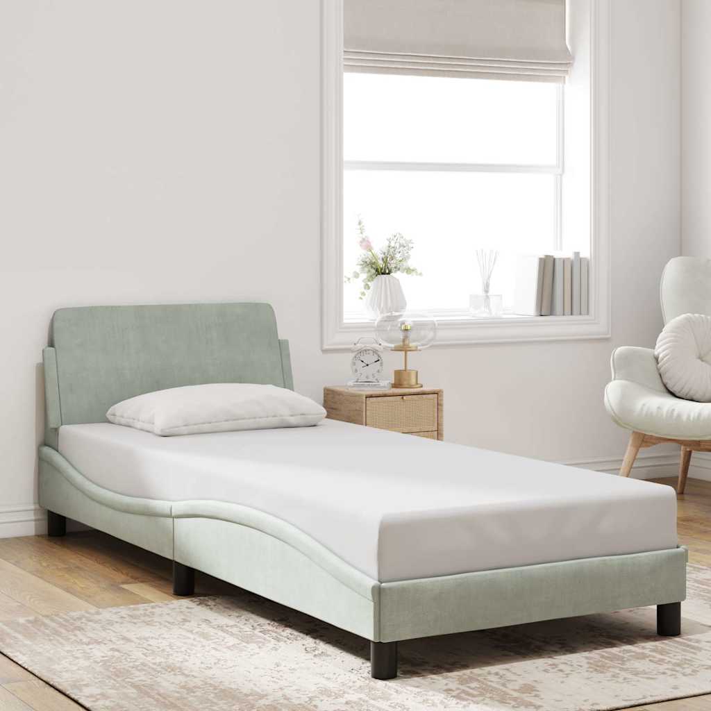 373320_1.jpg vidaXL Rám postele Dover svetlosivý 90x190 cm zamatový – Obrázok 1