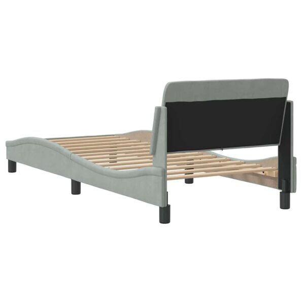 vidaXL Rám postele Dover svetlosivý 90x190 cm zamatový – Obrázok 6