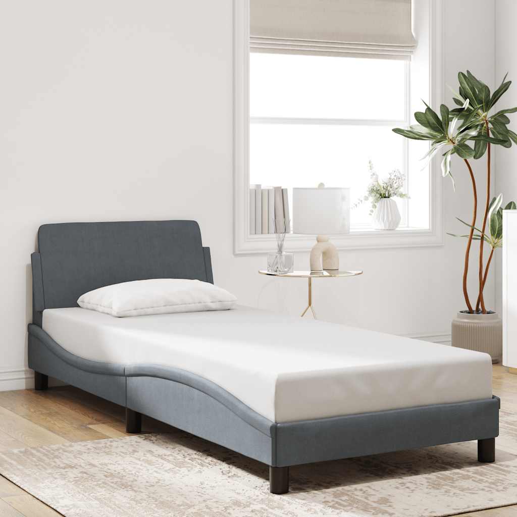 373321_1.jpg vidaXL Rám postele „Dover“ tmavosivý 90x190 cm zamatový – Obrázok 1