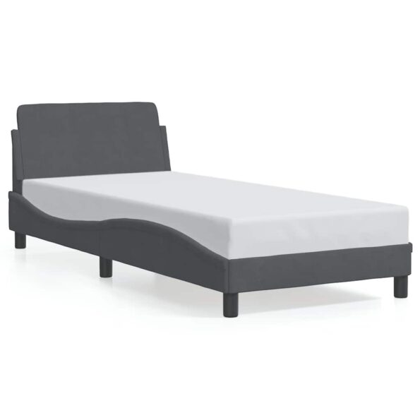 vidaXL Rám postele „Dover“ tmavosivý 90x190 cm zamatový – Obrázok 2