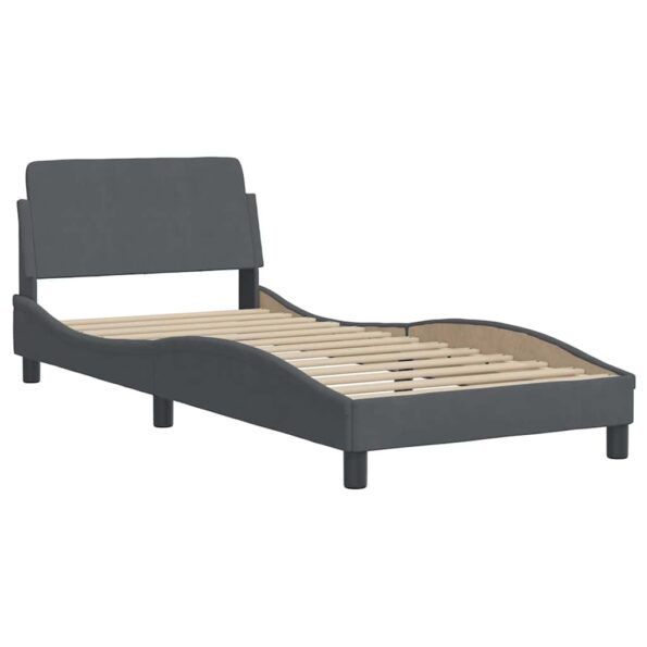 vidaXL Rám postele „Dover“ tmavosivý 90x190 cm zamatový – Obrázok 3