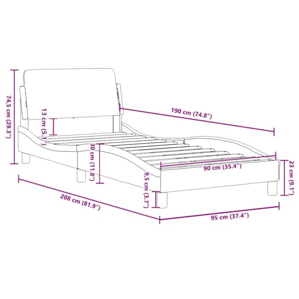vidaXL Rám postele Dover čierny 90x190 cm umelá koža – Obrázok 9