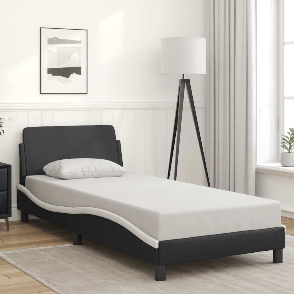 373324_1.jpg vidaXL Rám postele Dover čiernobiely 90x190 cm umelá koža – Obrázok 1