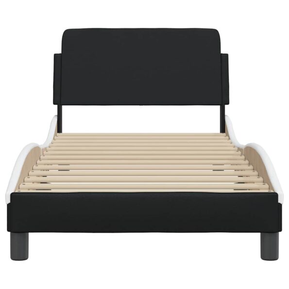 vidaXL Rám postele Dover čiernobiely 90x190 cm umelá koža – Obrázok 4
