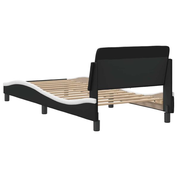 vidaXL Rám postele Dover čiernobiely 90x190 cm umelá koža – Obrázok 6