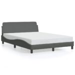 vidaXL Rám postele Dover tmavosivý 135x190 cm látkový – Obrázok 2