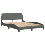 vidaXL Rám postele Dover tmavosivý 135x190 cm látkový – Obrázok 3