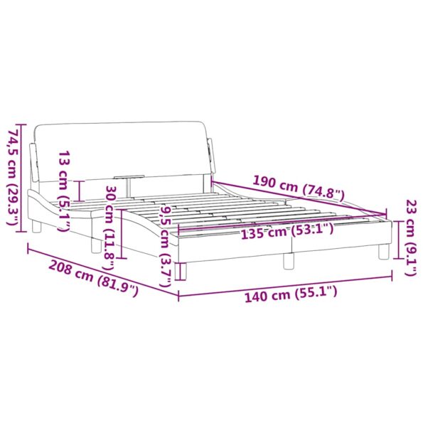 vidaXL Rám postele Dover tmavosivý 135x190 cm látkový – Obrázok 9