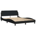 vidaXL Rám postele Dover čierny 135x190 cm látkový – Obrázok 3
