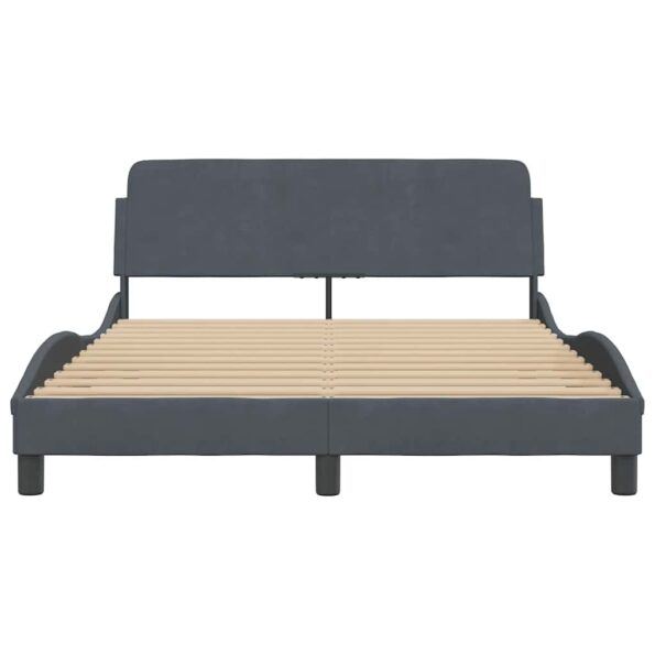vidaXL Rám postele „Dover“ tmavosivý 135x190 cm zamatový – Obrázok 4