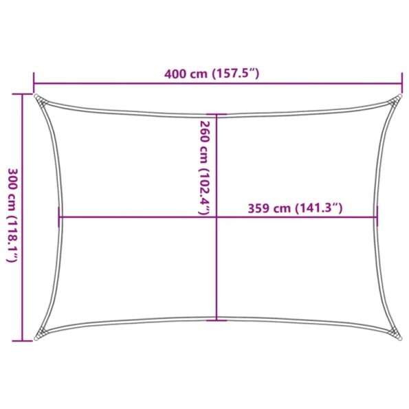 vidaXL Slnečná plachta piesková 4x3 m 100 % polyester oxford – Obrázok 10