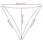 vidaXL Slnečná plachta 160 g/m² trojuholníková pieskovaná 3,6x3,6x3,6 m HDPE – Obrázok 10