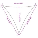 vidaXL Slnečná plachta 160 g/m² trojuholníková pieskovaná 6x6x6 m HDPE – Obrázok 10