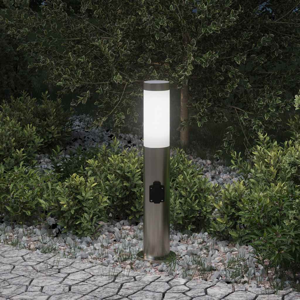 4006011_1.jpg vidaXL Stĺpikové svietidlo so zásuvkou 50 cm nehrdzavejúca oceľ IP44 – Obrázok 1