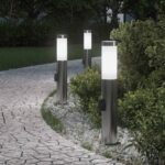 vidaXL Stĺpikové svetlá so zásuvkou 3 ks 50 cm nehrdzavejúca oceľ IP44