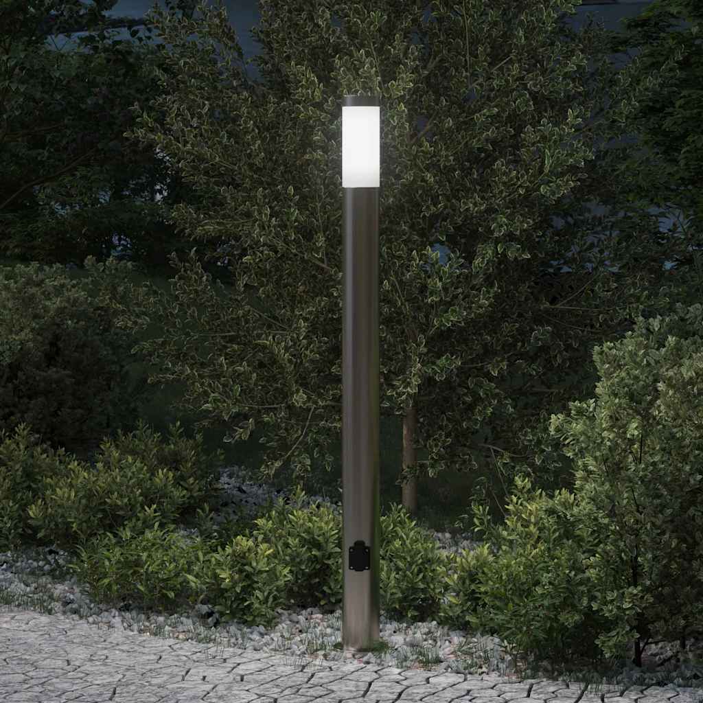 4006015_1-11.jpg vidaXL Stĺpikové svietidlo so zásuvkou 110 cm nehrdzavejúca oceľ IP44 – Obrázok 1