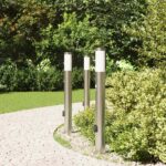 vidaXL Stĺpikové svetlá so senzorom a zásuvkou 3 ks 80 cm nehrdzavejúca oceľ IP44 – Obrázok 3