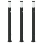 vidaXL Stĺpikové svetlá so senzorom a zásuvkou 3 ks 110 cm nehrdzavejúca oceľ IP44 – Obrázok 2