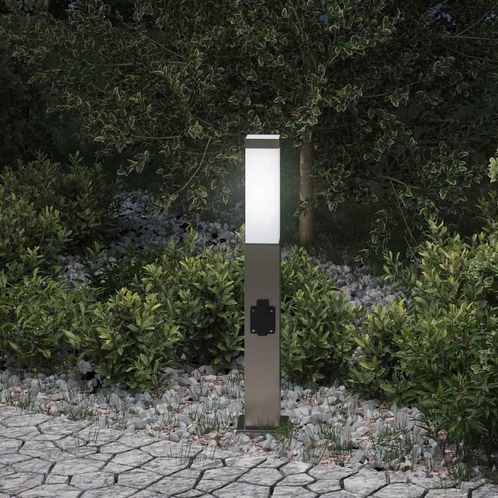 4006059_1.jpg vidaXL Stĺpikové svietidlo so zásuvkou 50 cm nehrdzavejúca oceľ IP44 – Obrázok 1