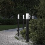vidaXL Stĺpikové svetlá so zásuvkou 3 ks 80 cm čierne IP44