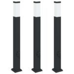 vidaXL Stĺpikové svetlá so zásuvkou 3 ks 80 cm čierne IP44 – Obrázok 2
