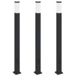 vidaXL Stĺpikové svetlá so zásuvkou 3 ks 110 cm čierne IP44 – Obrázok 2