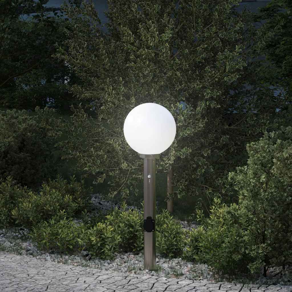 4006107_1.jpg vidaXL Stĺpikové svietidlo so senzorom a zásuvkou 80 cm nehrdzavejúca oceľ IP44 – Obrázok 1