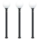 vidaXL Stĺpikové svetlá so senzorom 3 ks 120 cm čierne IP44 – Obrázok 2