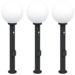 vidaXL Stĺpikové svetlá so senzorom a zásuvkou 3 ks 80 cm čierne IP44 – Obrázok 2