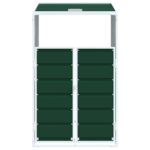 vidaXL Úložný priestor na odpadkový kôš na kolieskach na jeden odpadkový kôš zelený 72x81x115 cm oceľový – Obrázok 5